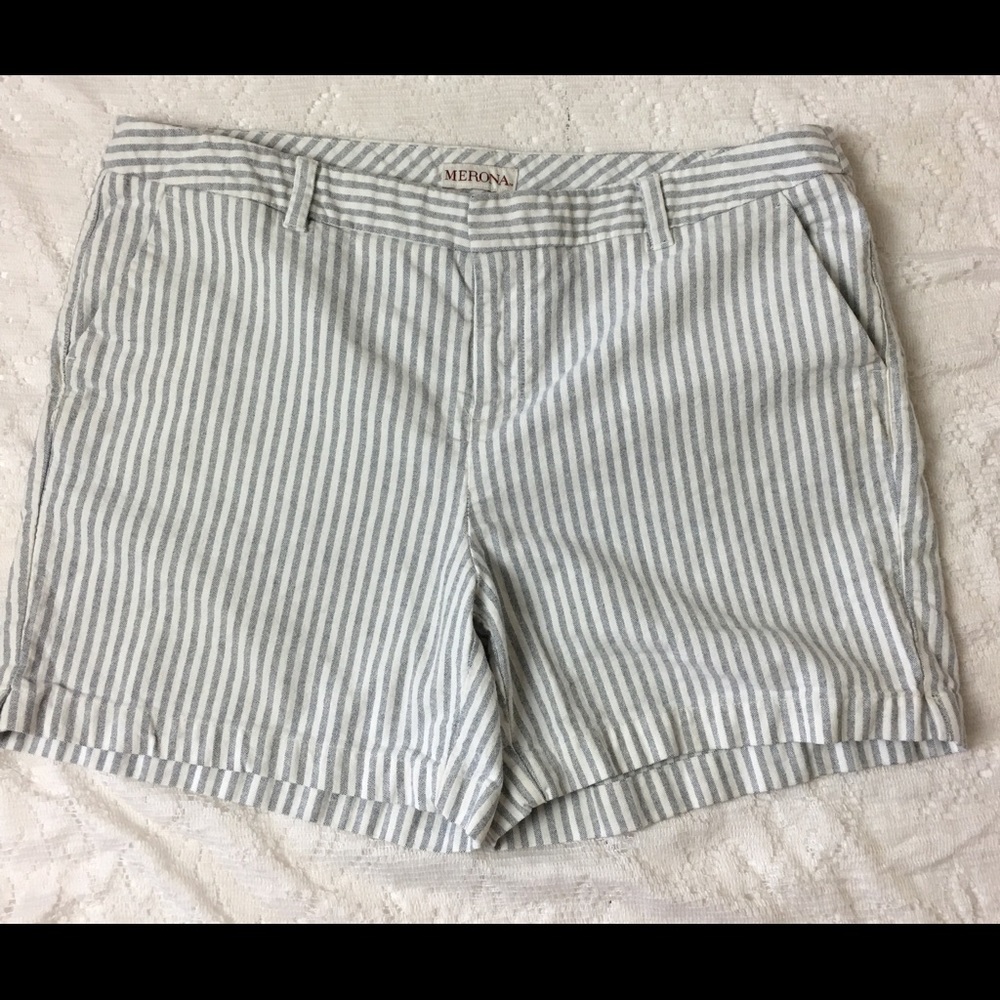 Merona women's chinos size 12 gray white striped